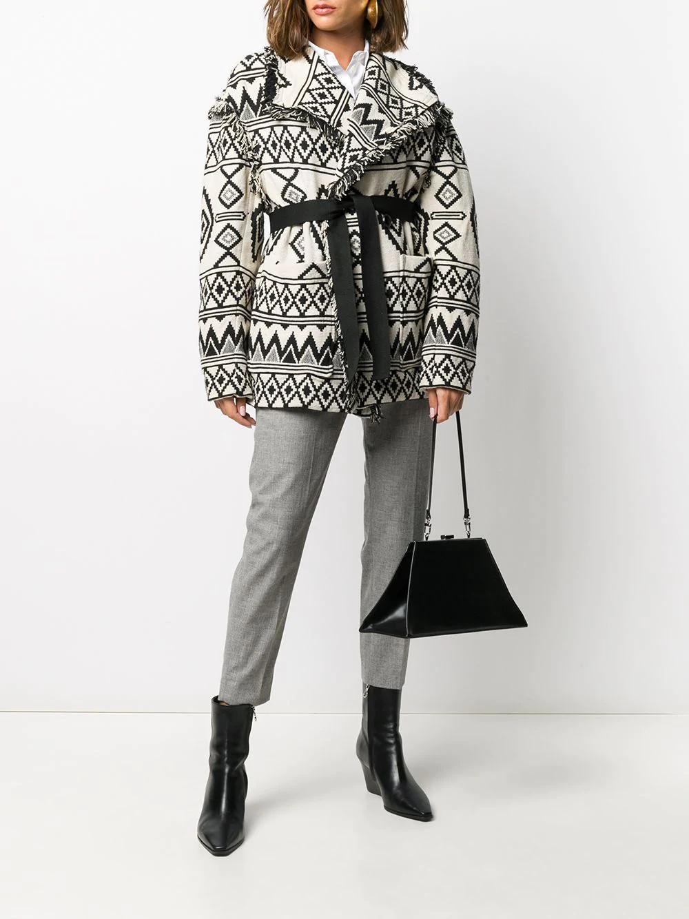 front tie tribal print jacket - 2