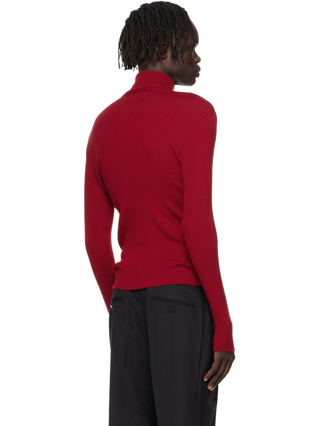 Red Ribbed Turtleneck - 3