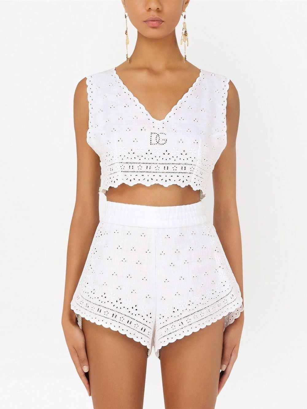 broderie anglaise cropped top - 3