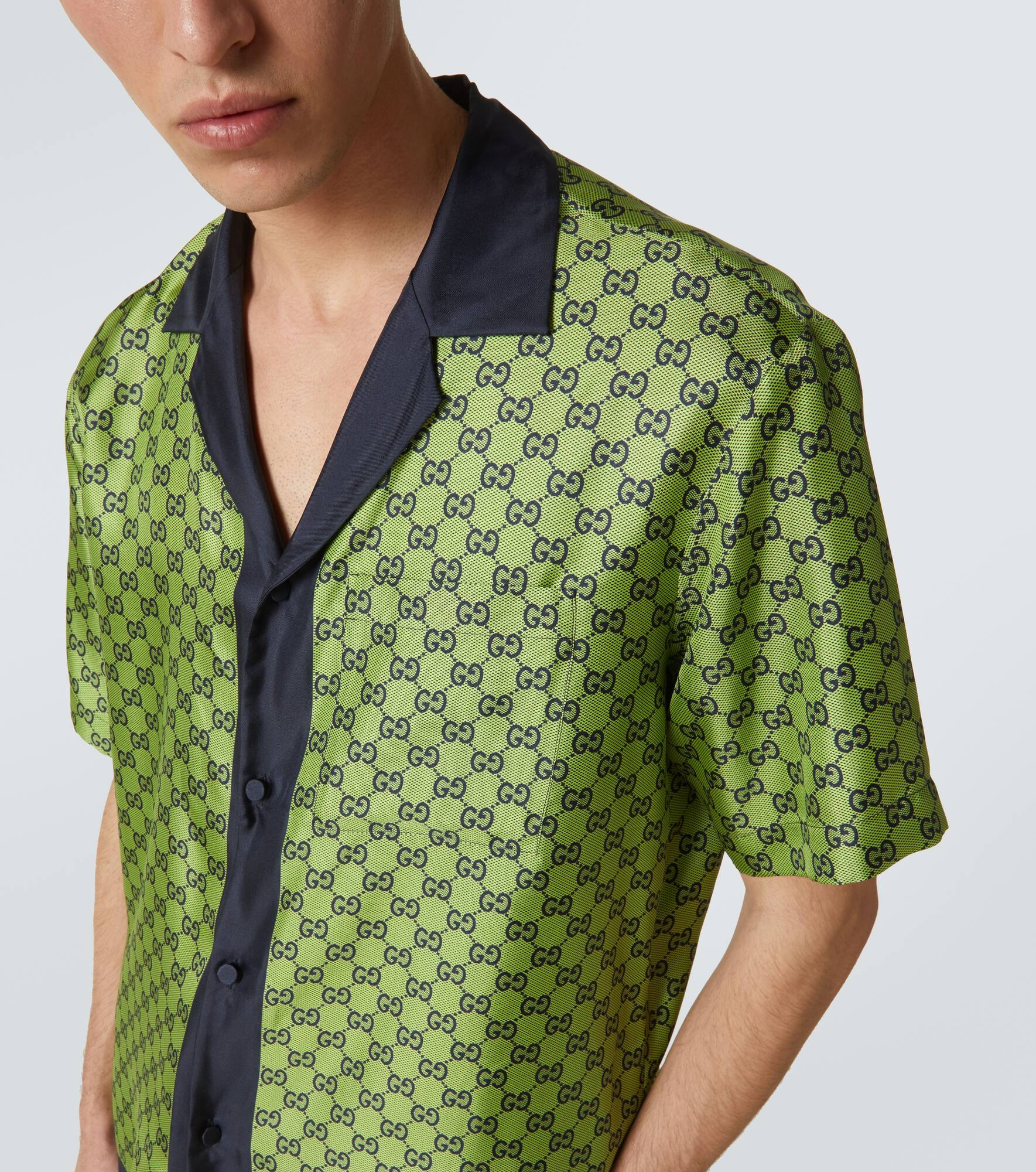 GG printed silk shirt - 5