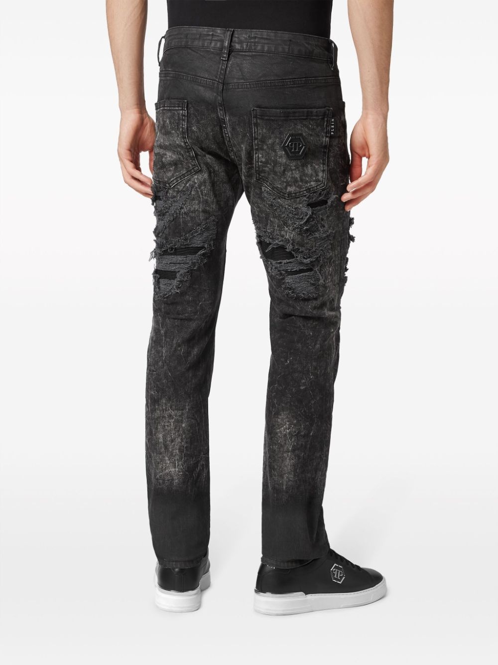 mid-rise distressed jeans - 4