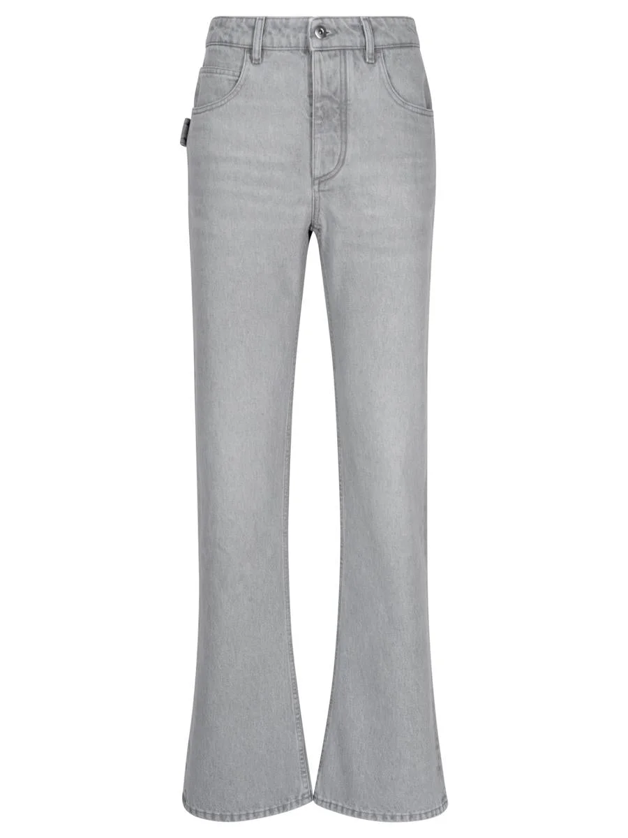 Bottega Veneta Light Grey Washed Denim Flared Jeans Clothing - 1