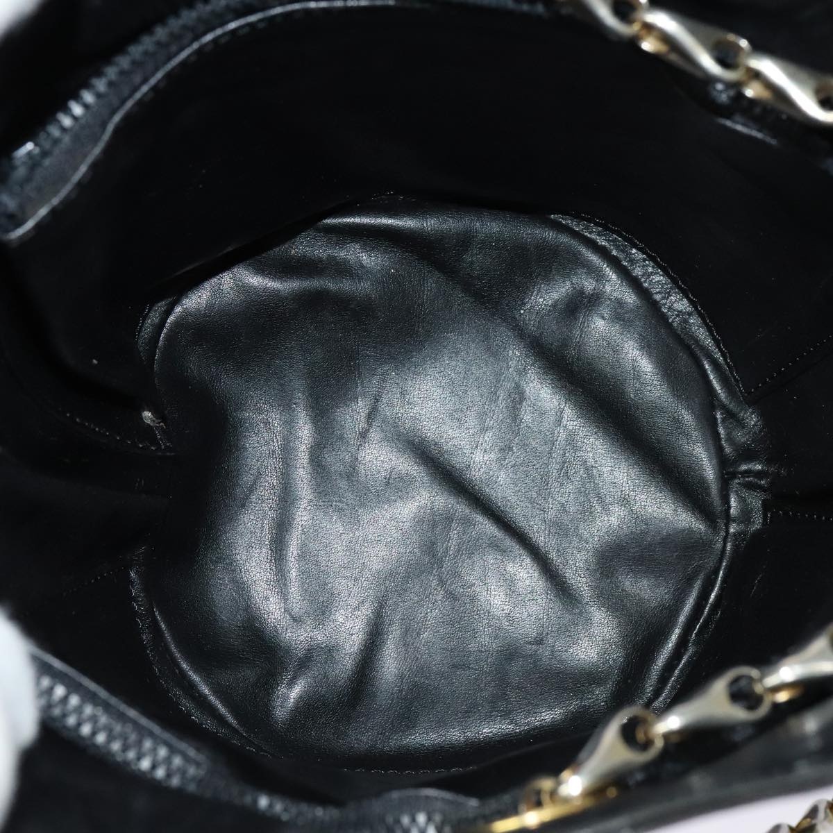 CELINE Chain Shoulder Bag Leather Black Gold - 10