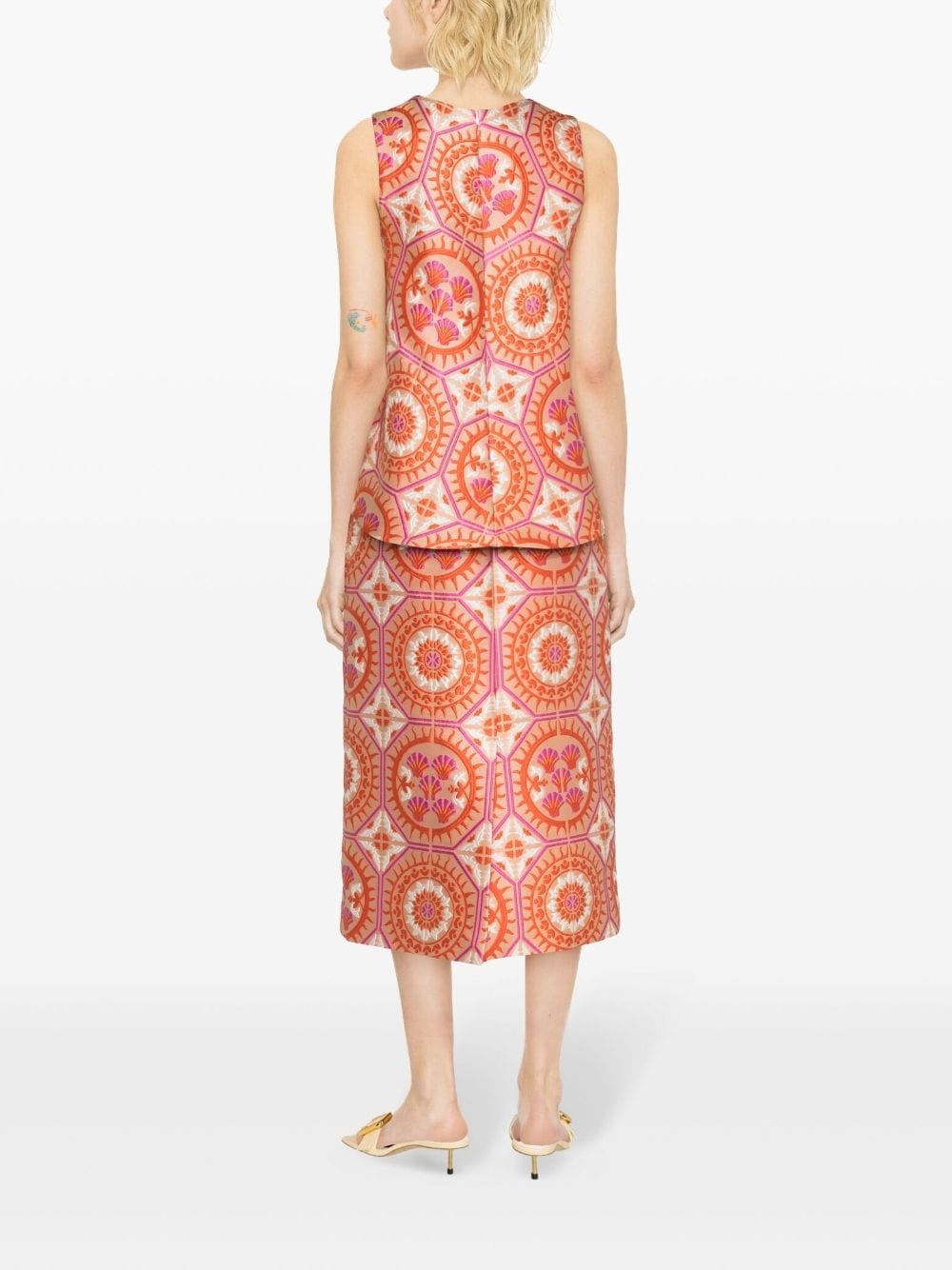 patterned-jacquard midi pencil skirt - 4