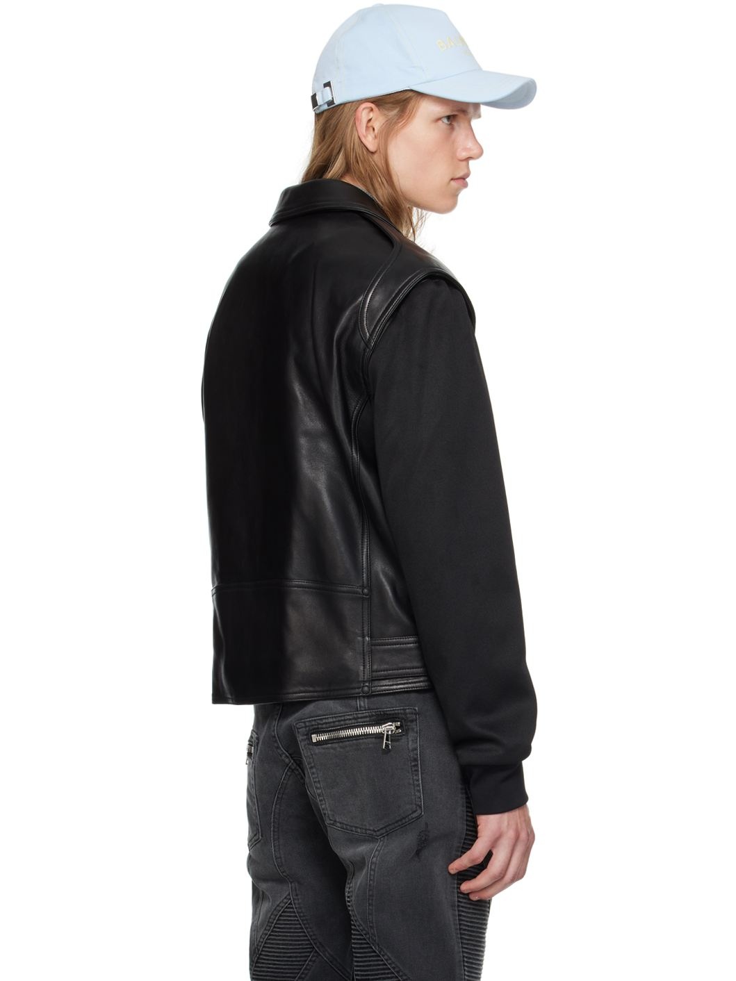 Black Belted Leather Jacket - 3