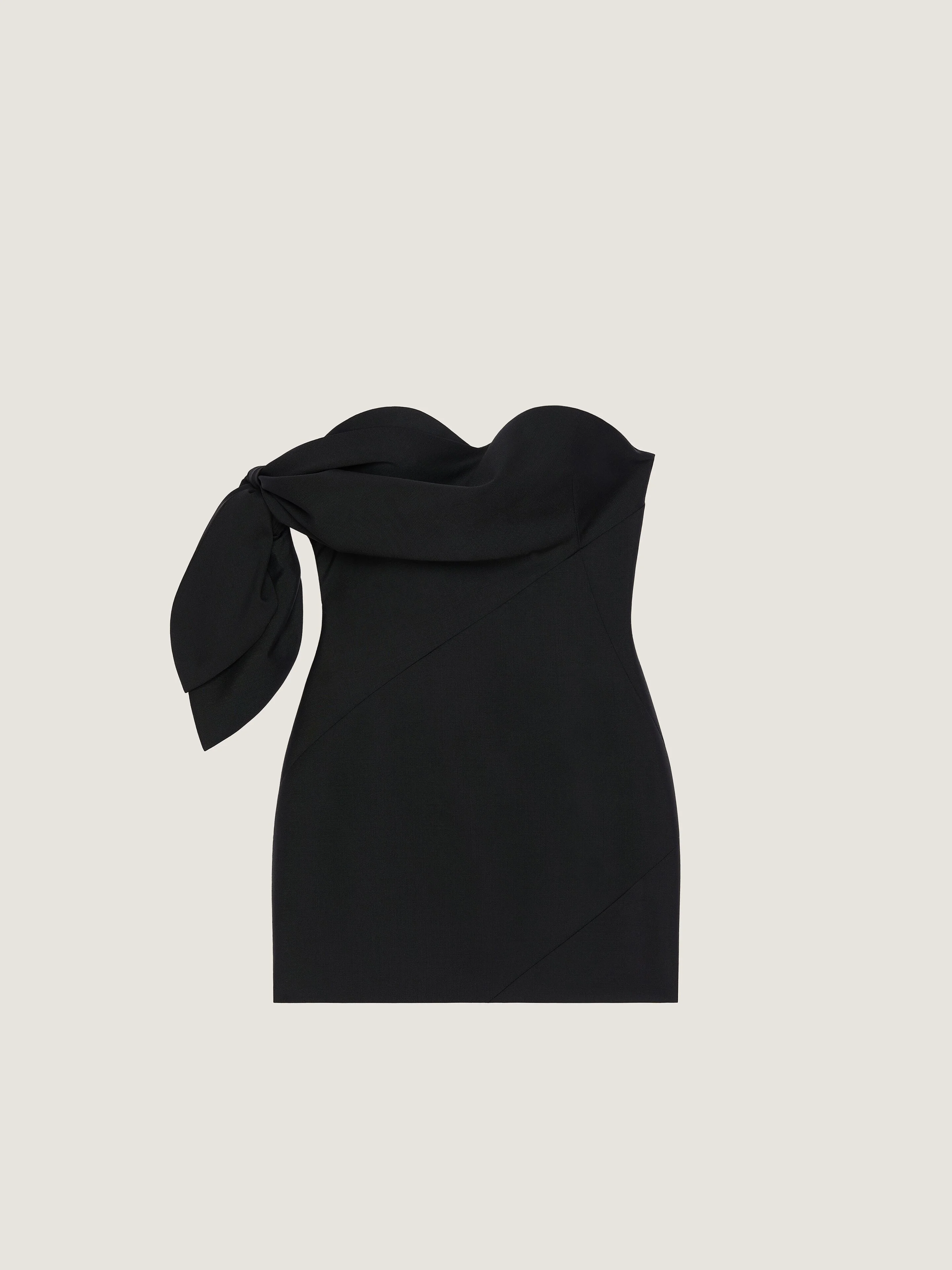 MINI BUSTIER DRESS IN WOOL AND MOHAIR WITH BOW - 1