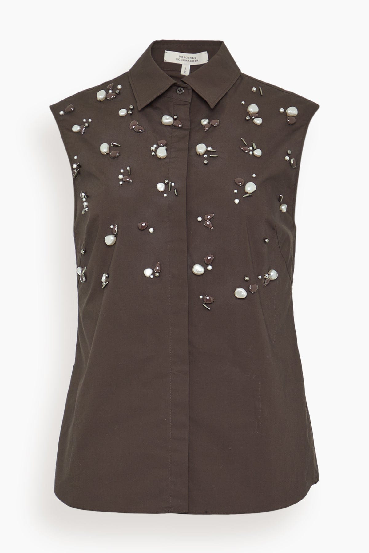 Poplin Power Sleeveless Blouse in Chocolate - 1