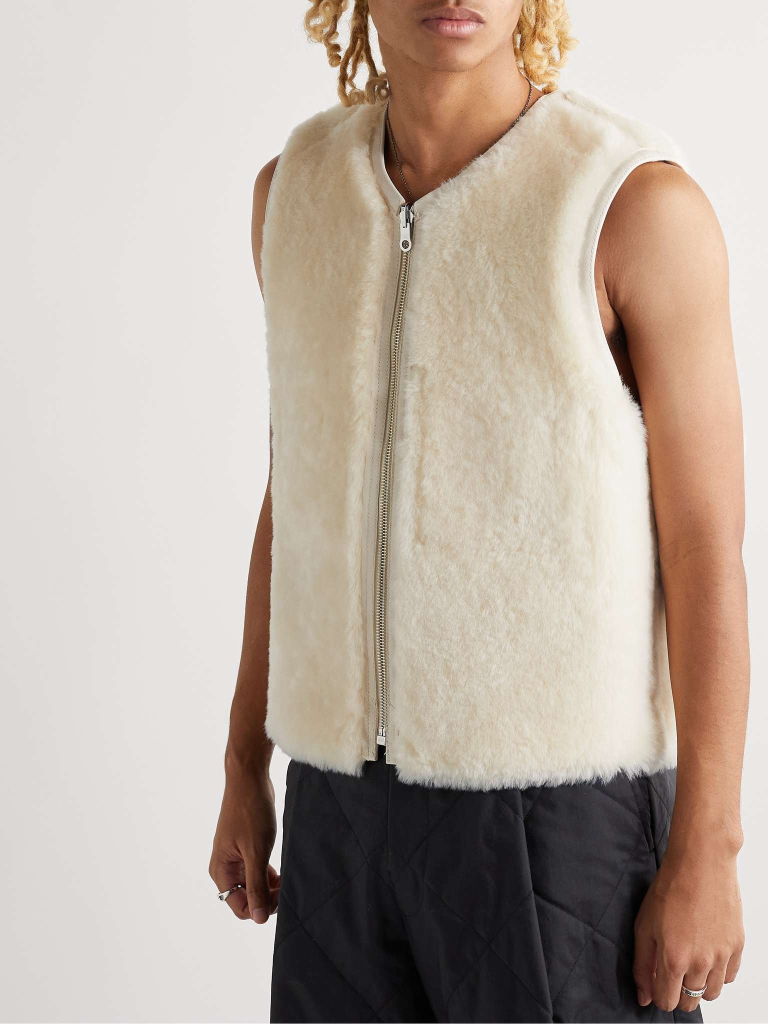 Reversible Shearling and Leather Vest - 4