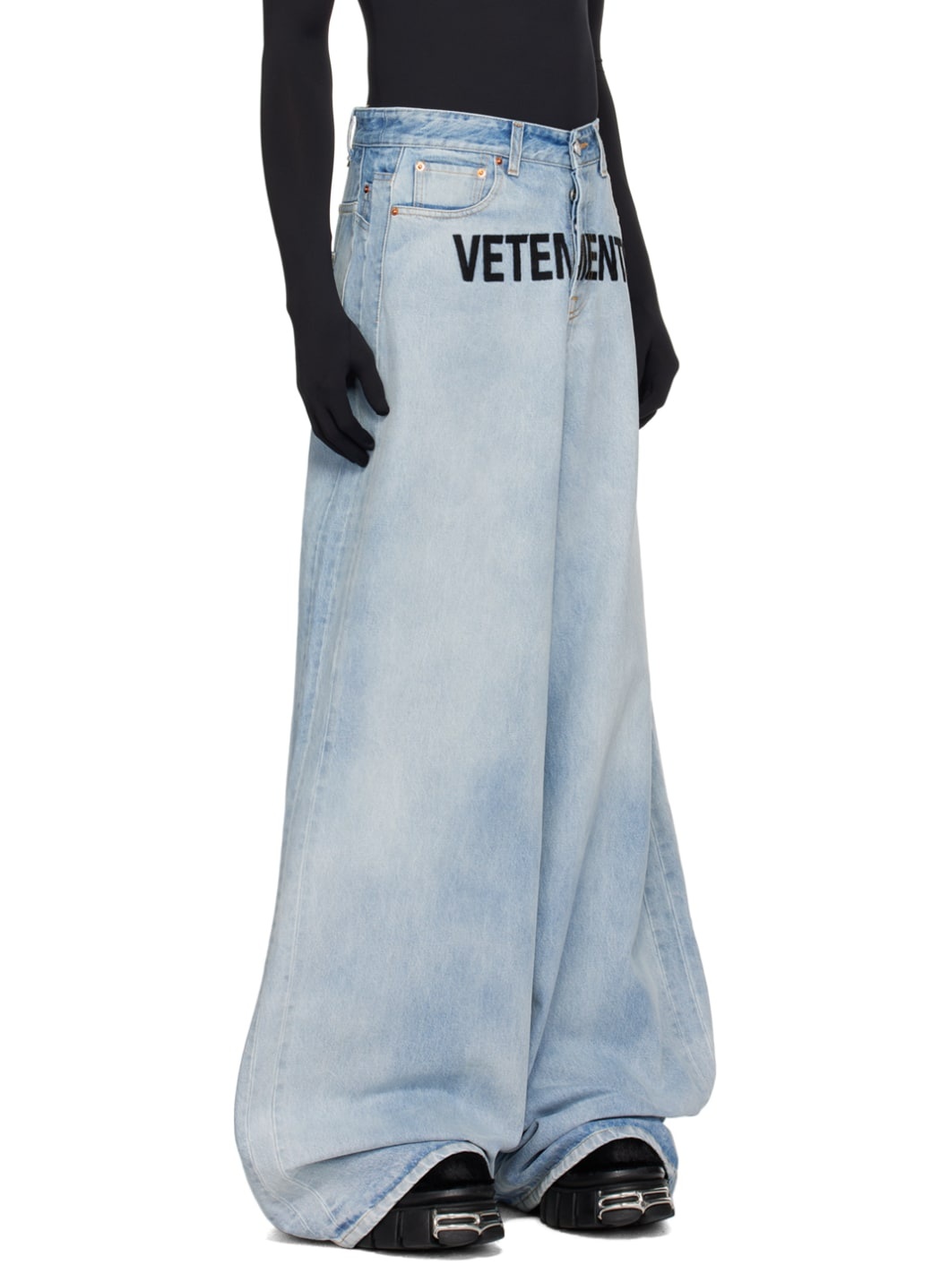 Blue Embroidered Baggy Jeans - 2