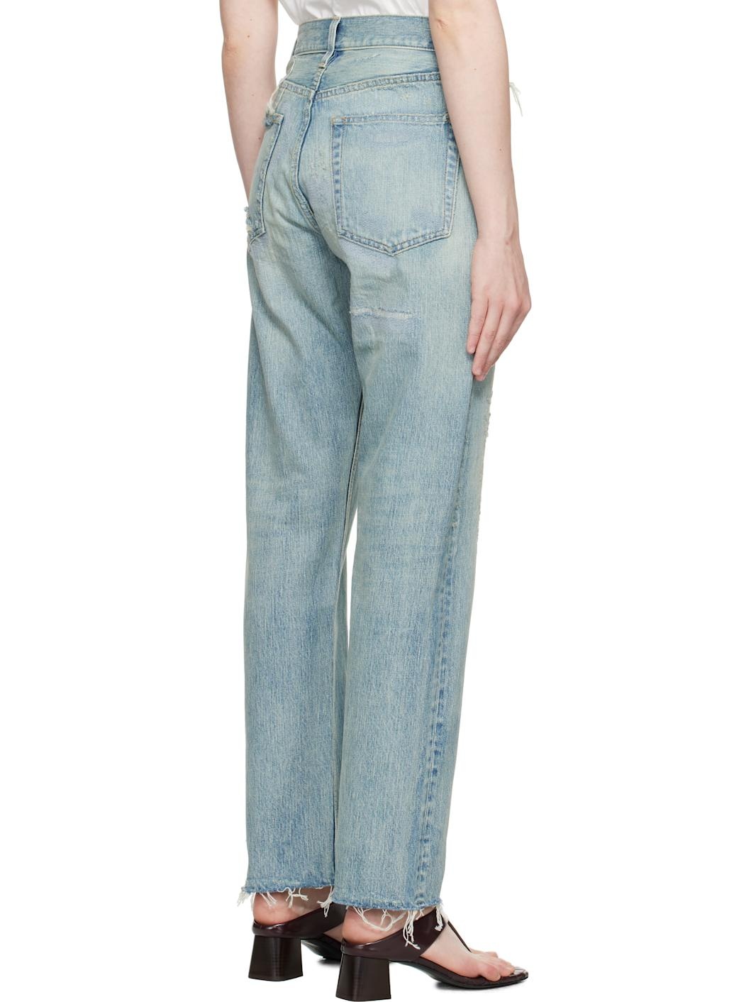 Blue Repaired Classic 5 Pocket Jeans - 3