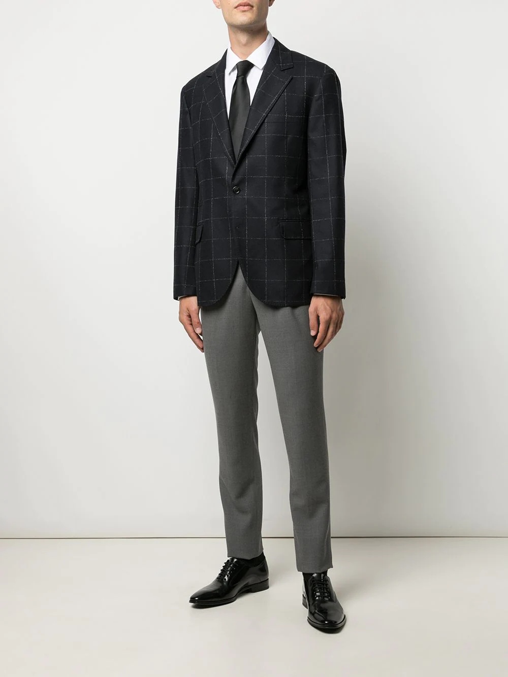 checked wool suit jacket - 2