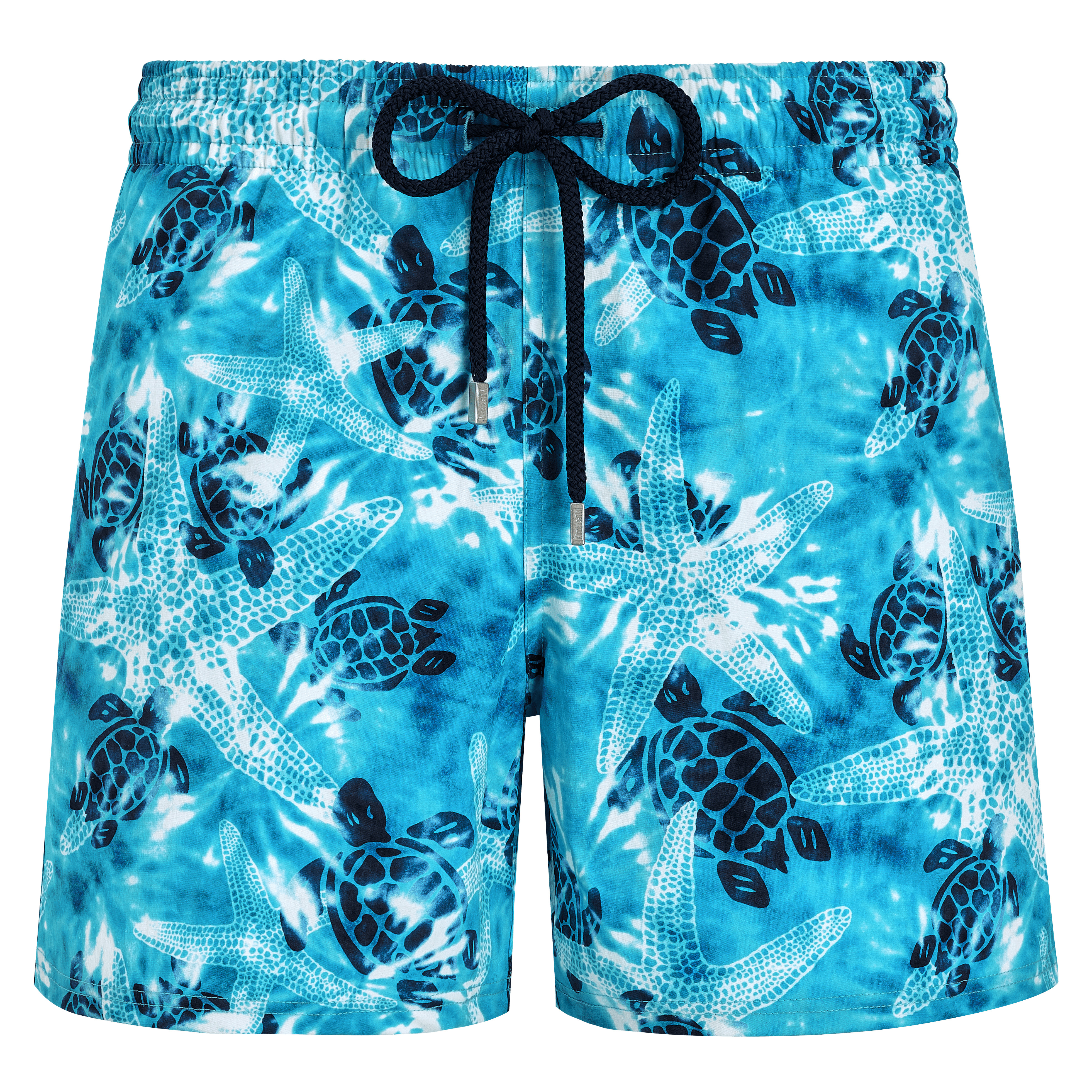 Men Stretch Short Swim Trunks Starlettes and Turtles Tie & Dye - 1