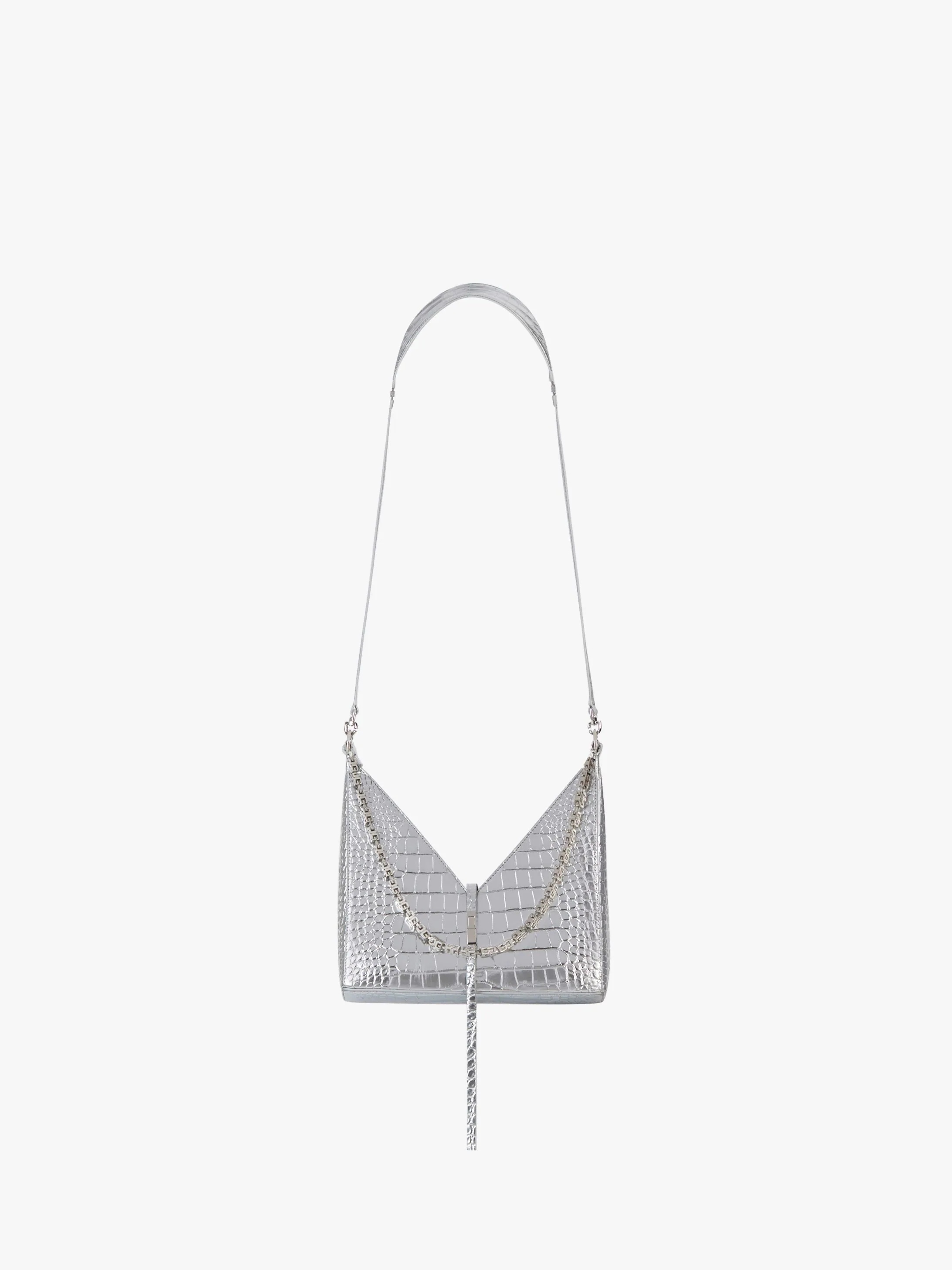SMALL CUT OUT BAG IN CROCODILE EFFECT LEATHER WITH CHAIN - 1
