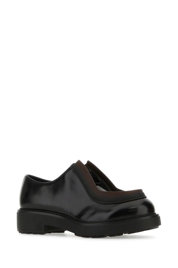 Prada Man Black Leather Diapason Lace-Up Shoes - 2