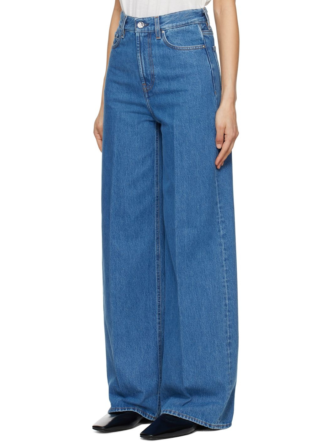Blue Wide Leg Jeans - 4