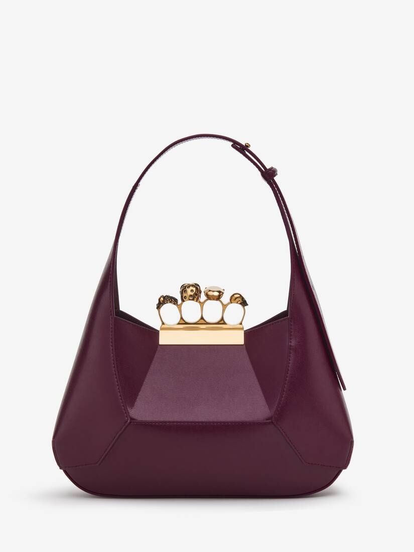 Women's The Jewelled Hobo Bag in Burgundy - 3