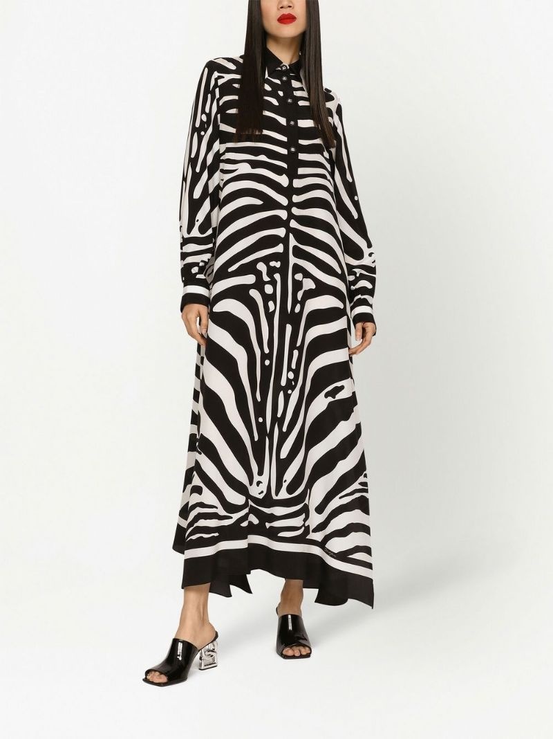 zebra print crêpe de chine kaftan - 3