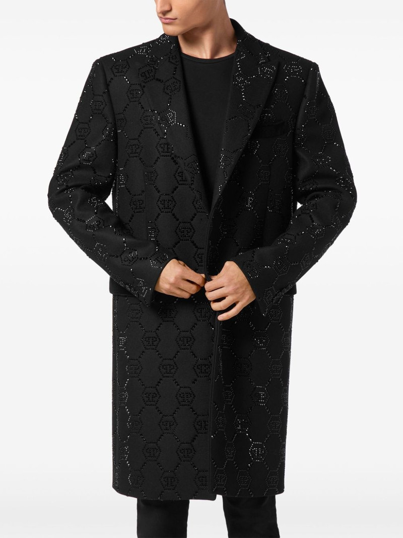 logo-embellished peak-lapels single-breasted coat 3