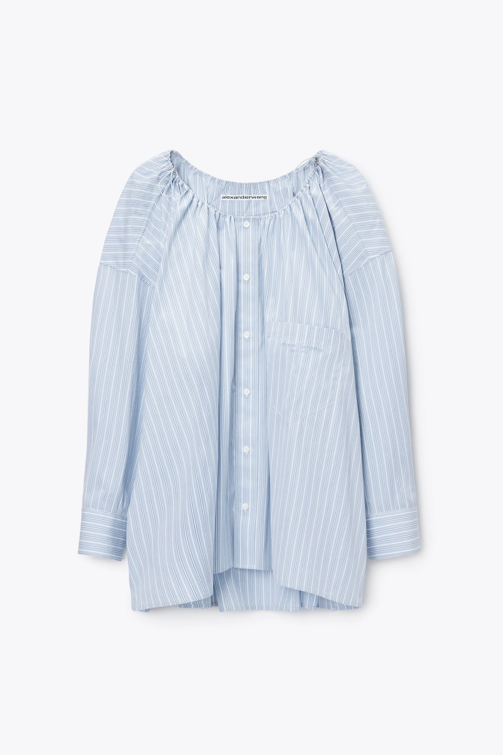 BUNGEE SCOOP NECK MINI SHIRT DRESS - 1