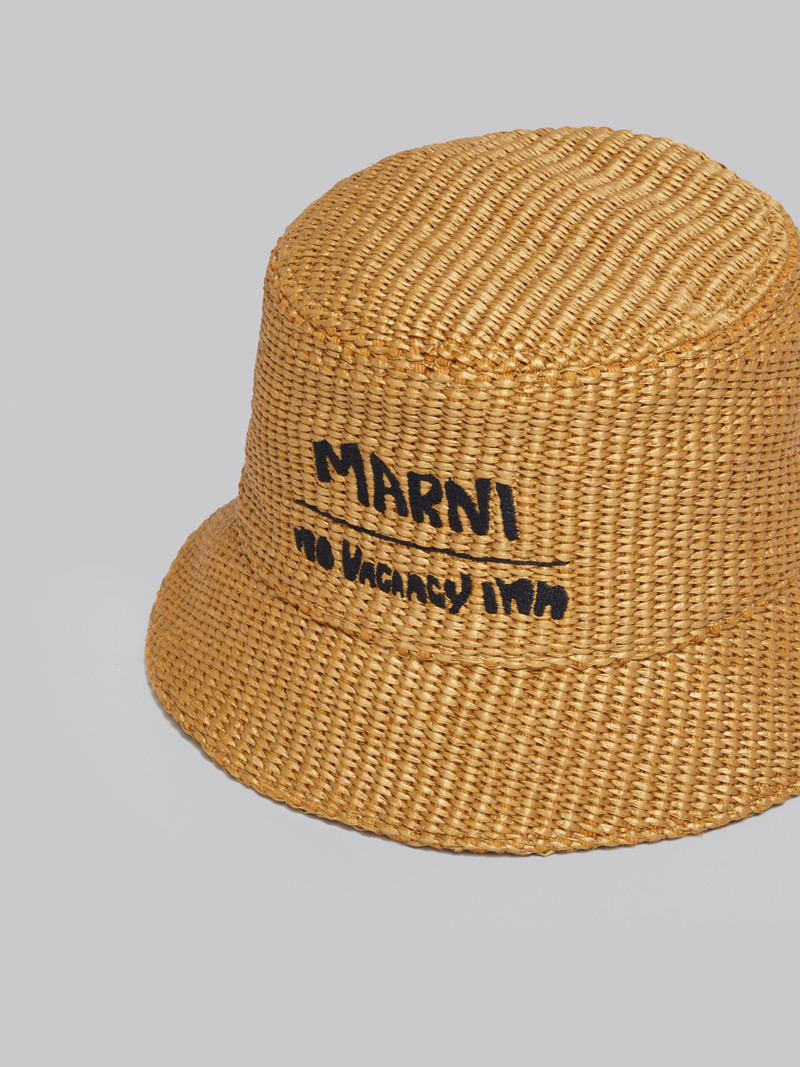 MARNI X NO VACANCY INN - CARAMEL HAT IN RAFFIA FABRIC 4