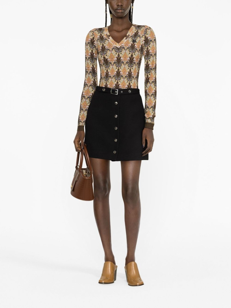 Etro graphic-print V-neck jumper outlook