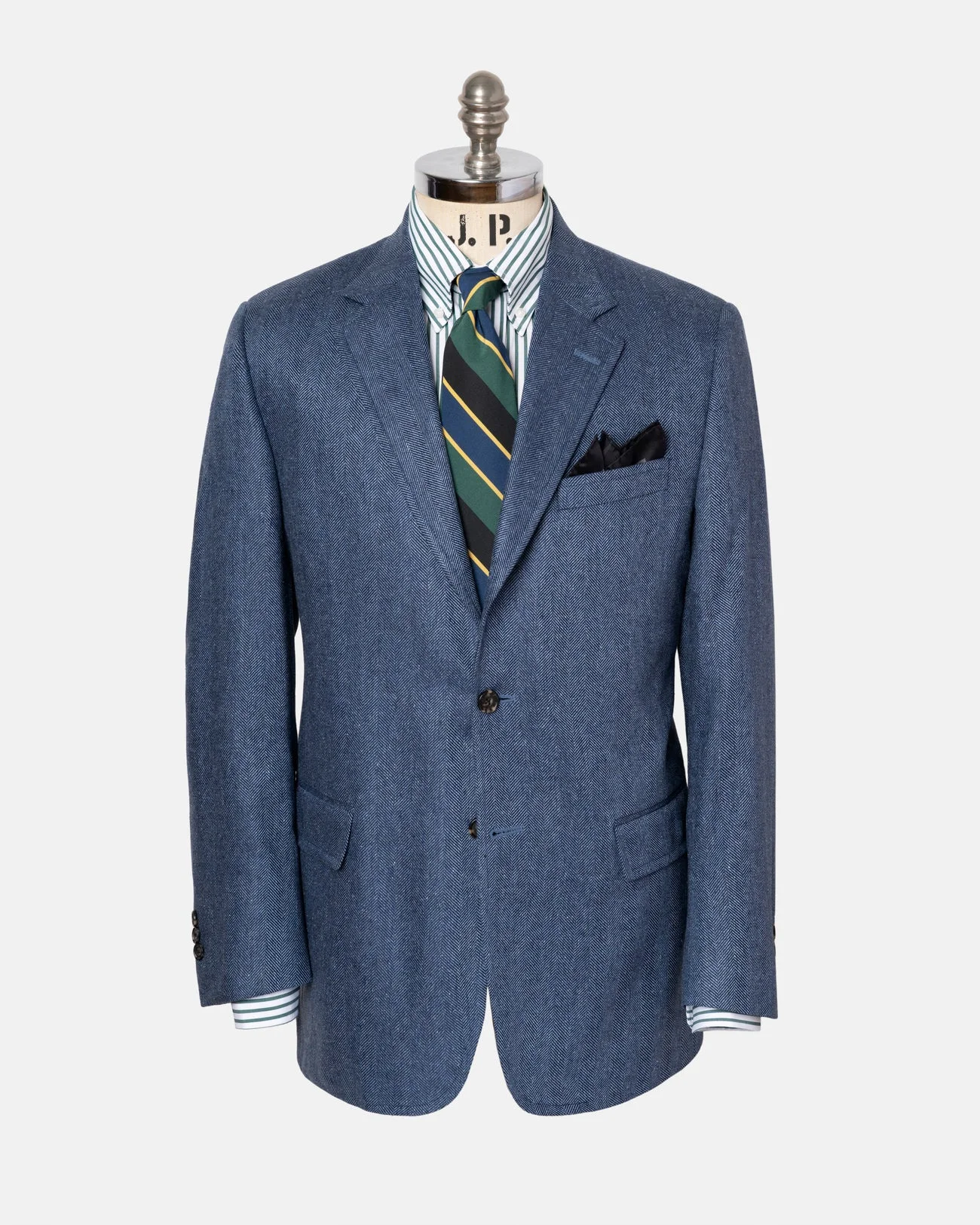 MADE-IN-CANADA BLUE HERRINGBONE SILK SPORT COAT - 1