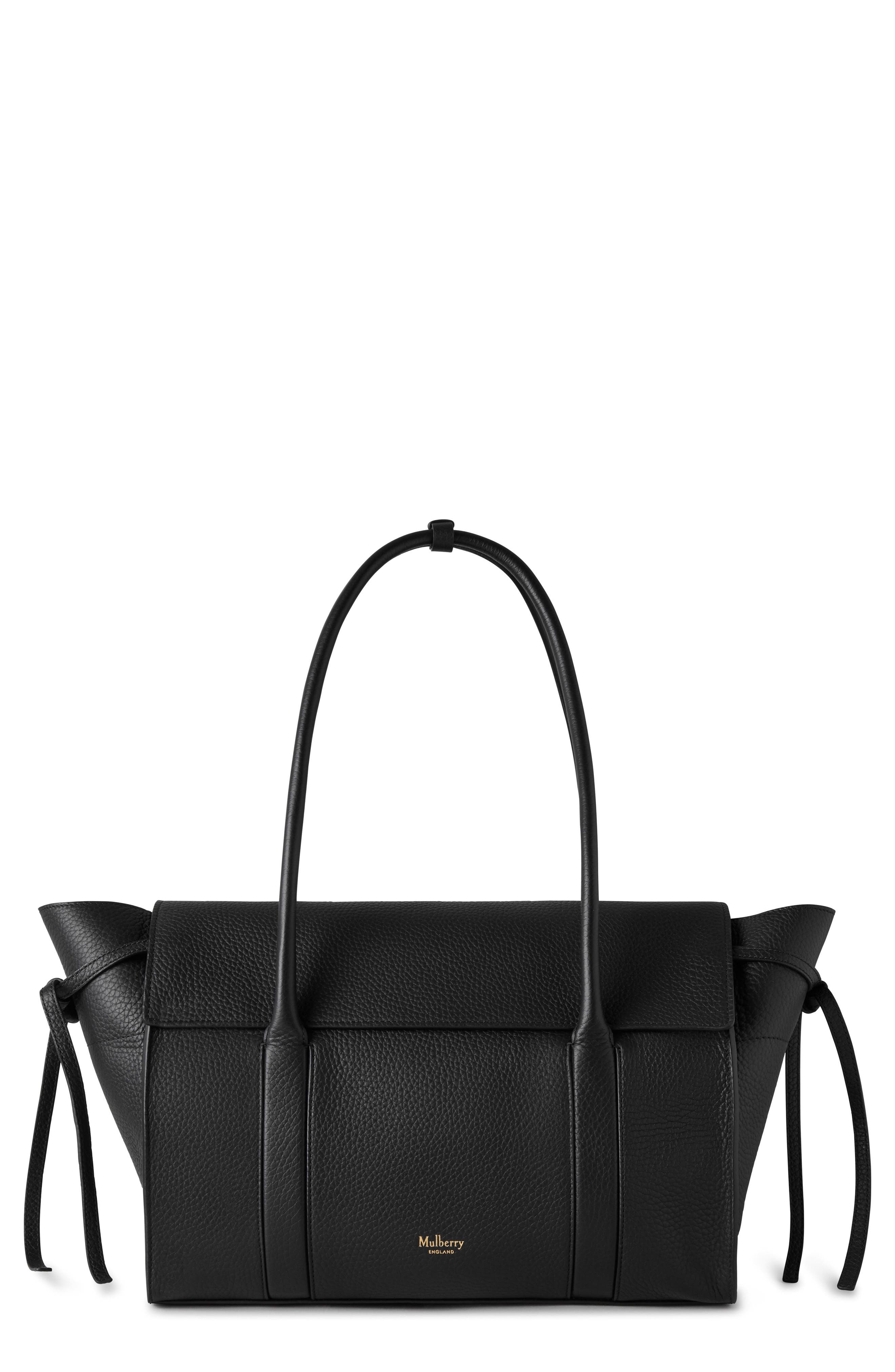 Mulberry Medium Soft Bayswater Grained Leather Satchel in Black at Nordstrom - 1