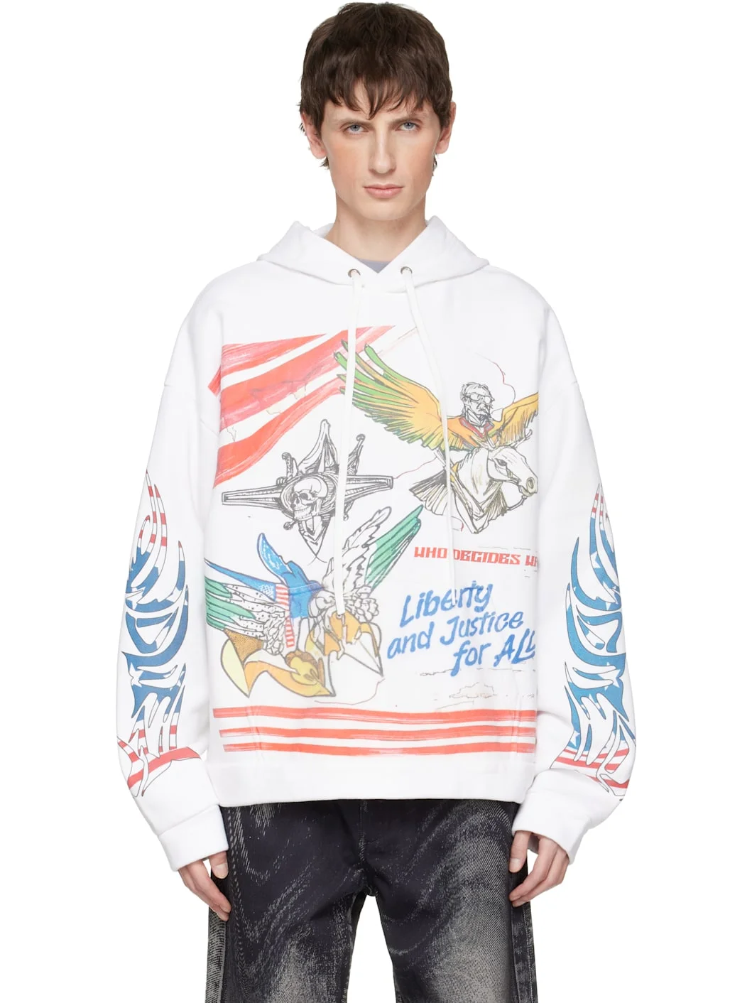 White Pullover 'Liberty' Hoodie - 1