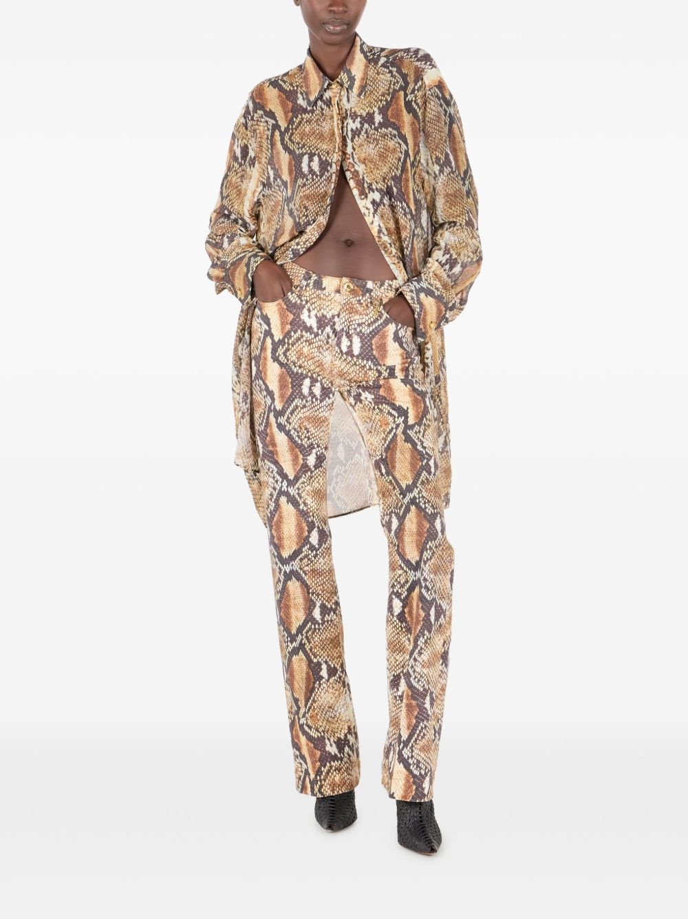 snakeskin-print trousers - 2
