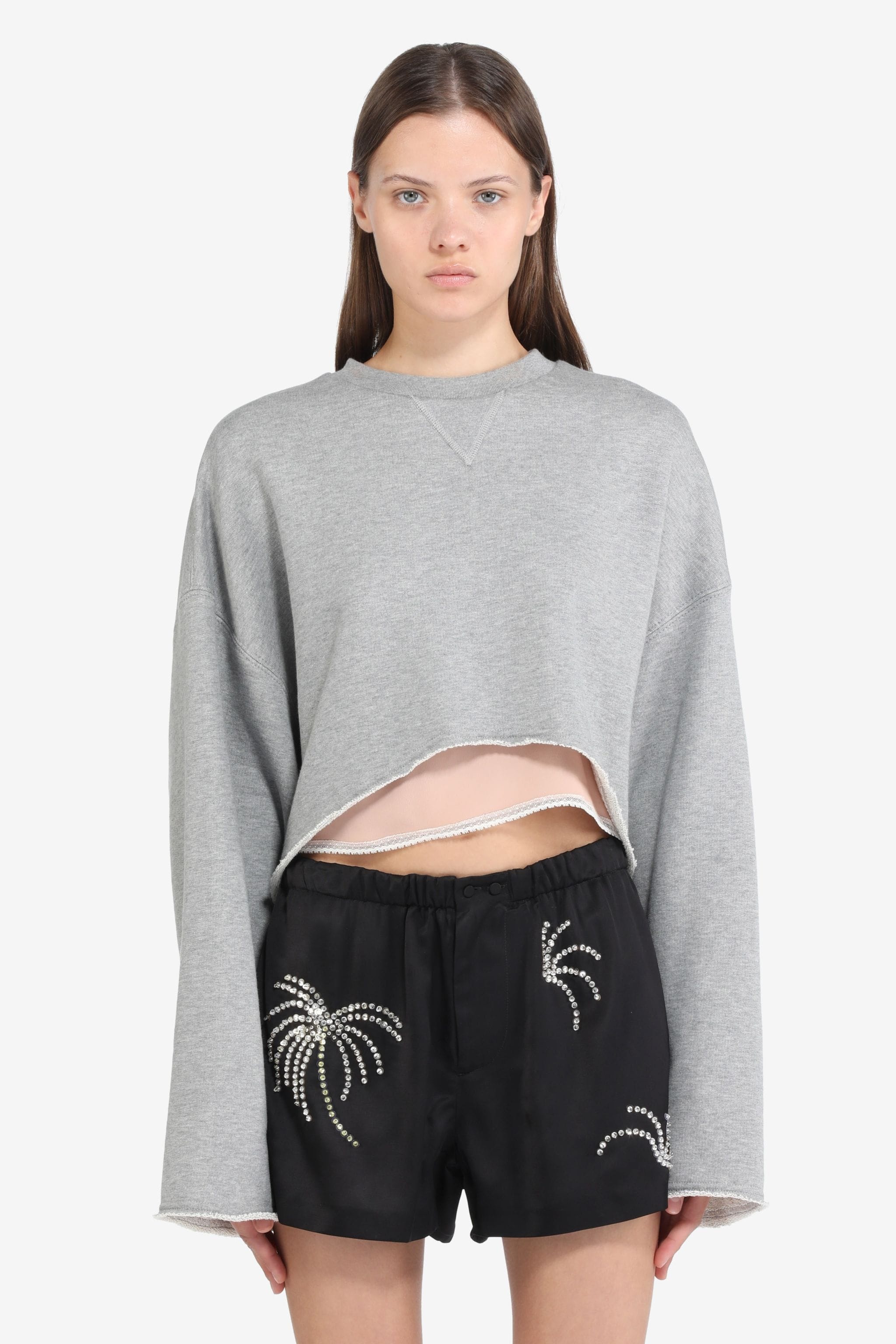 CROPPED COTTON SWEATSHIRT - 1