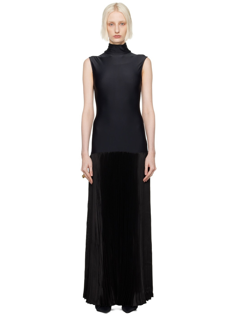 Black Plissee Maxi Dress 1