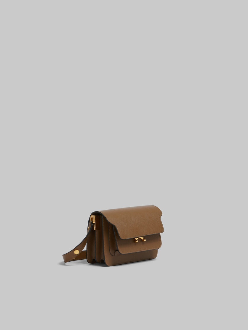 BROWN SAFFIANO LEATHER MINI TRUNK BAG - 5