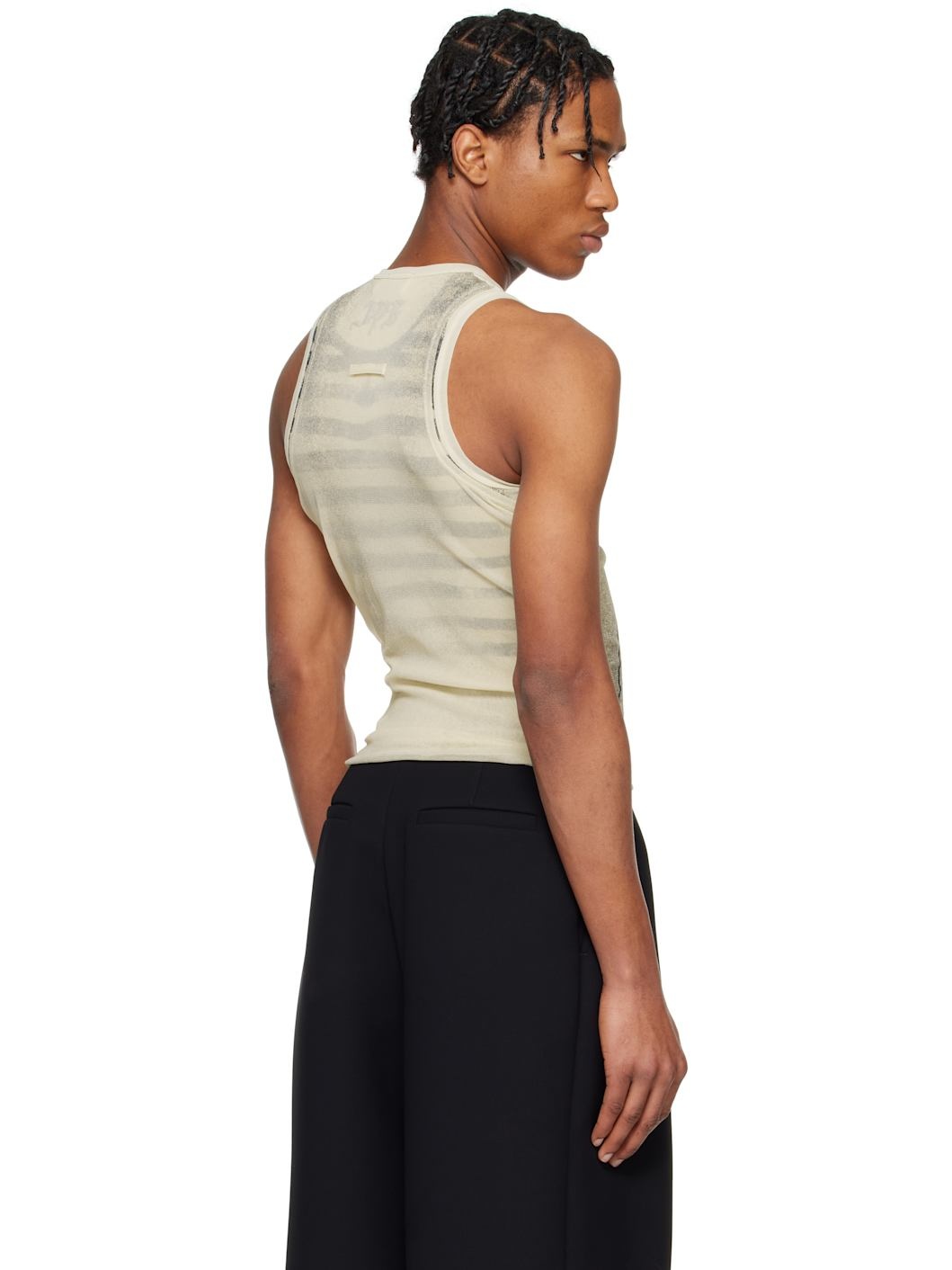 Beige 'The Tattoo Rose and Bird' Tank Top - 3