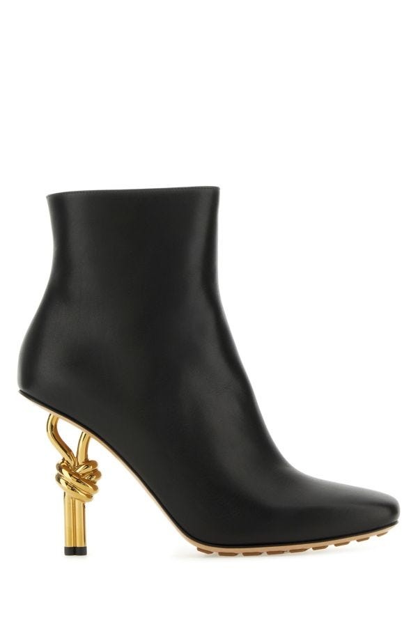 Black leather Knot ankle boots - 1