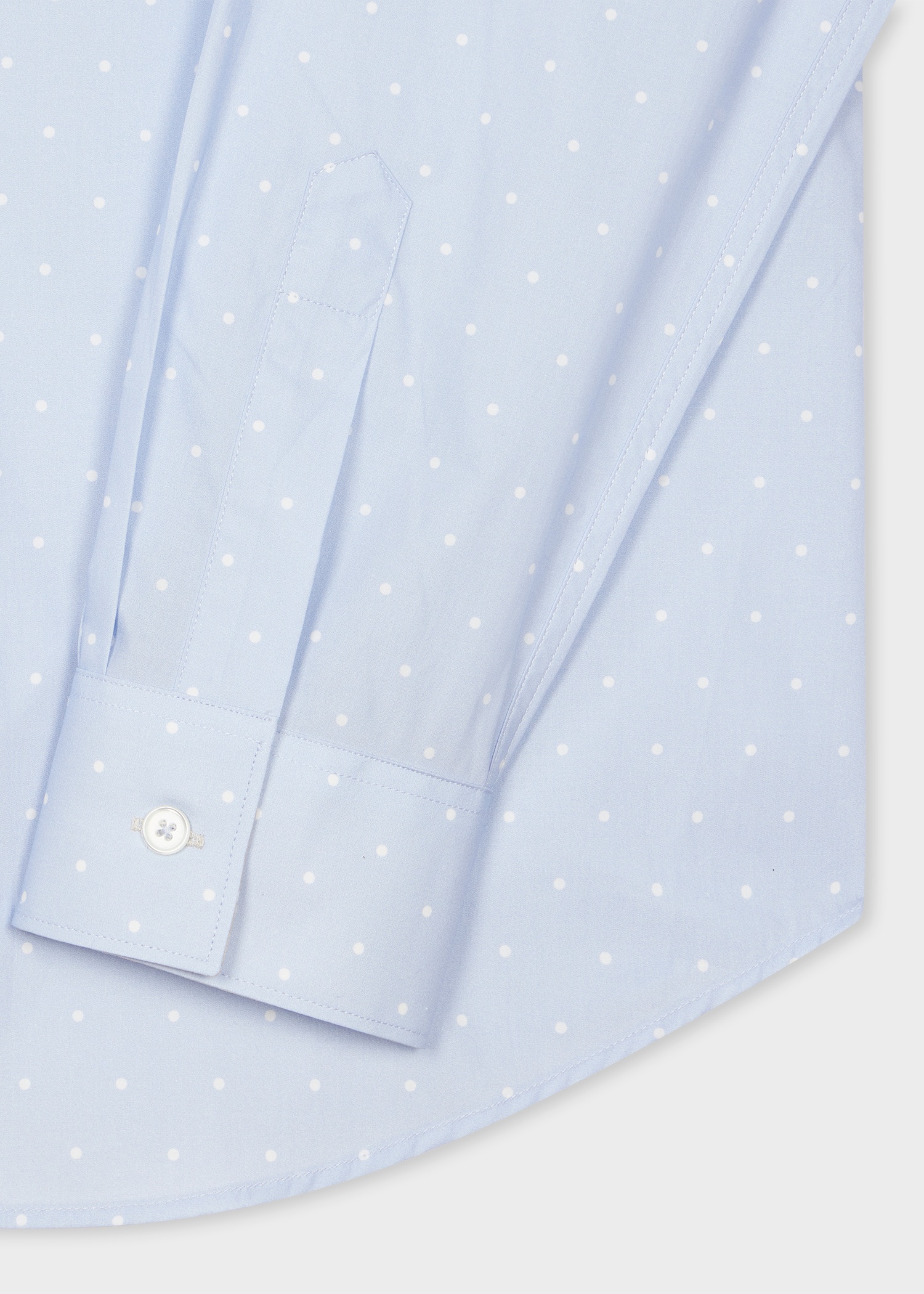 Light Blue Cotton Poplin Polka Dot Shirt - 2