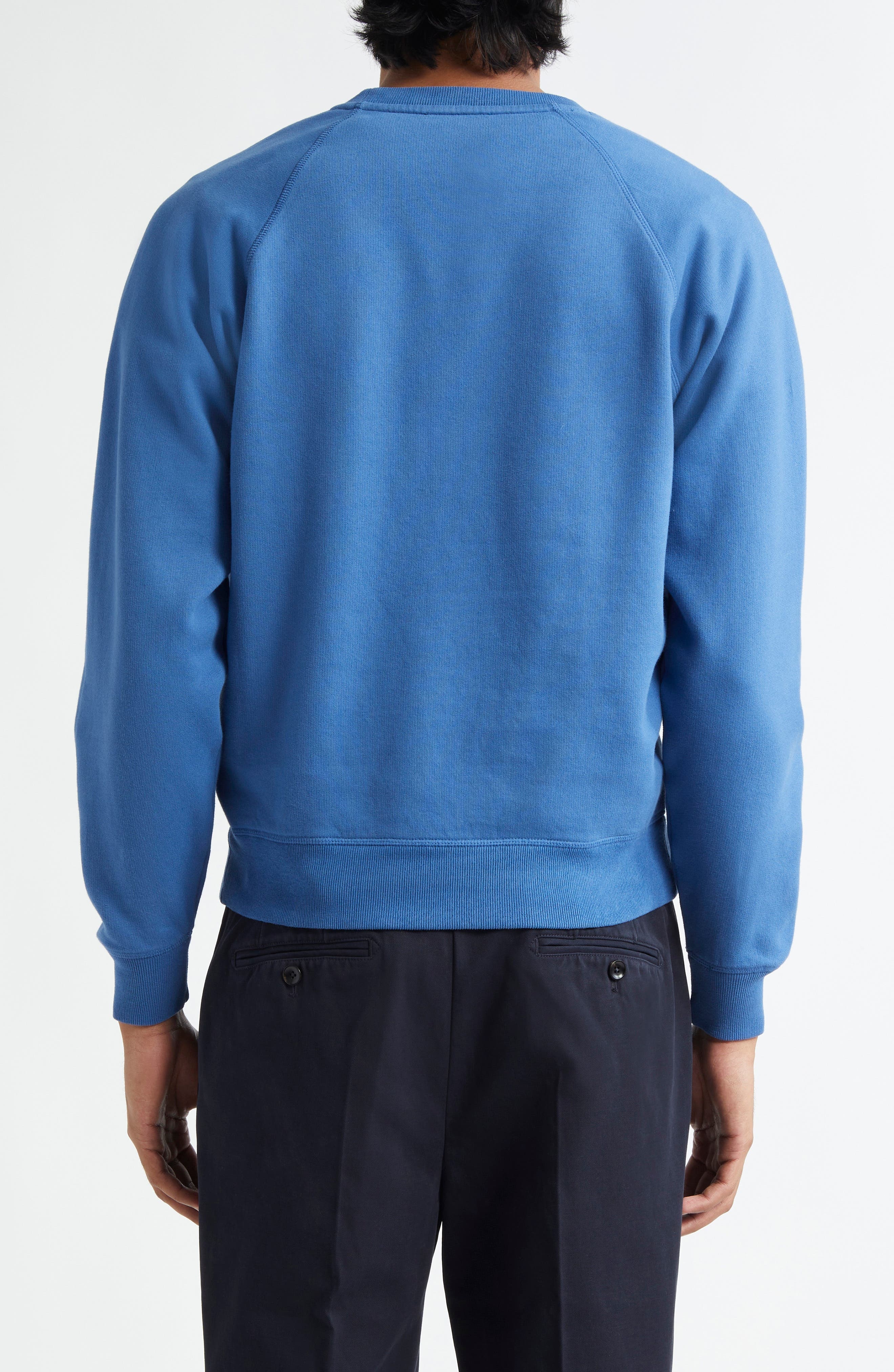 TOM FORD Felpa Garment Dye Crewneck Sweatshirt in Hb532 Denim Blue at Nordstrom - 2