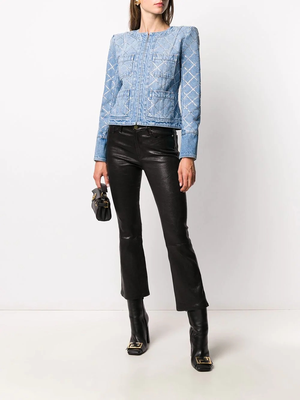 gemstone embellished denim jacket - 2