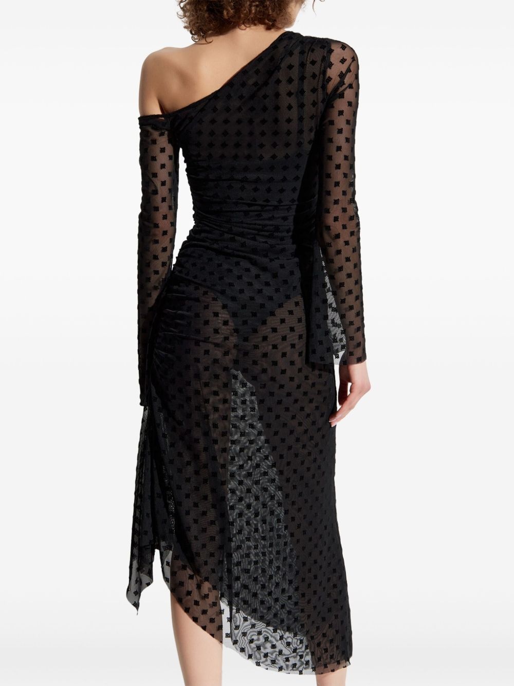 logo-flocked midi dress - 4
