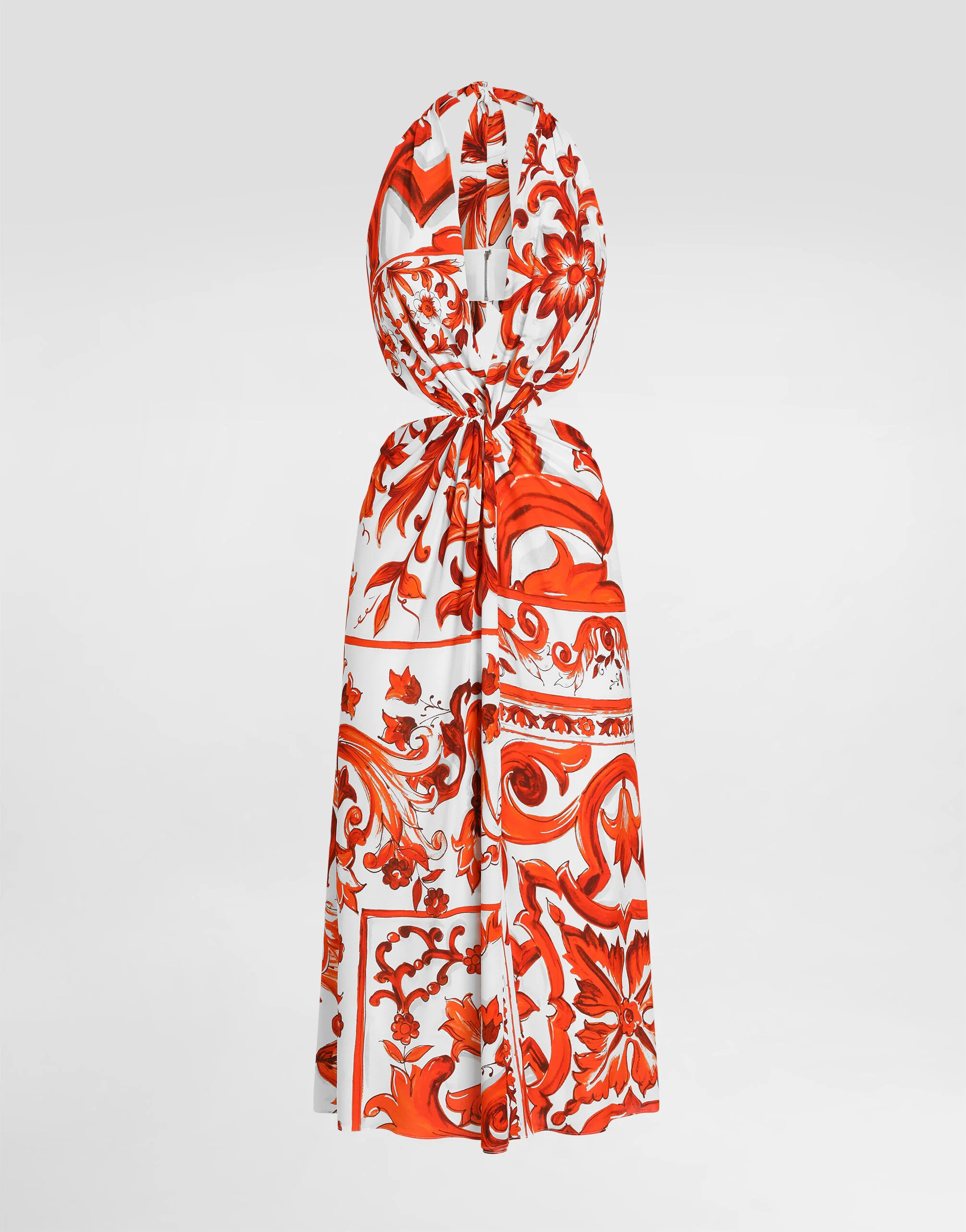 Majolica-print viscose organzine long dress - 1