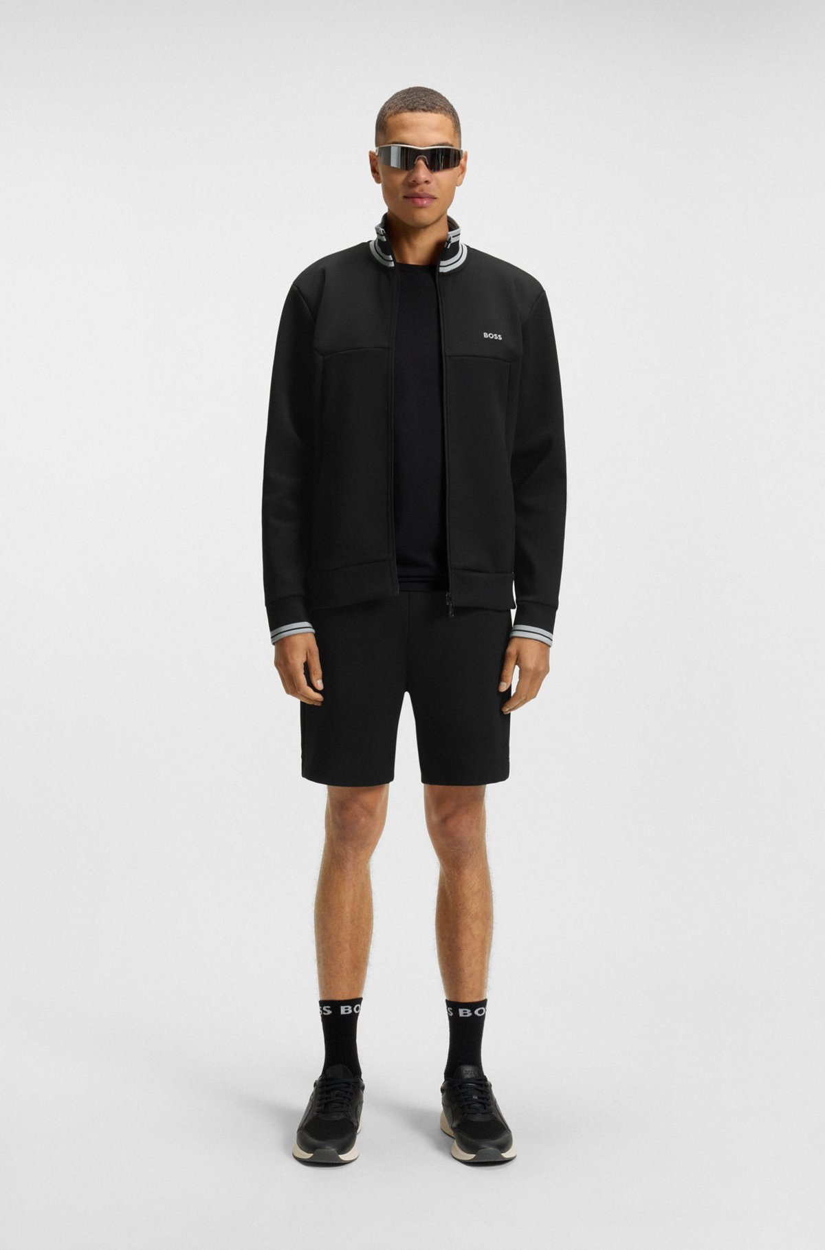 ZIP-UP SWEATSHIRT WITH STRIPED TRIMS - 4