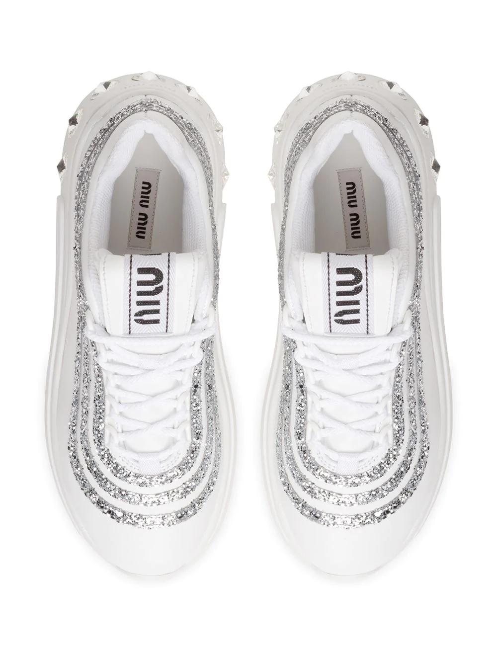 crystal-embellished glitter sneakers - 4