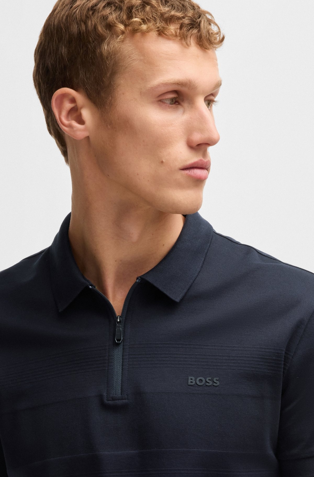 STRUCTURED-COTTON POLO SHIRT WITH ZIP NECK - 3