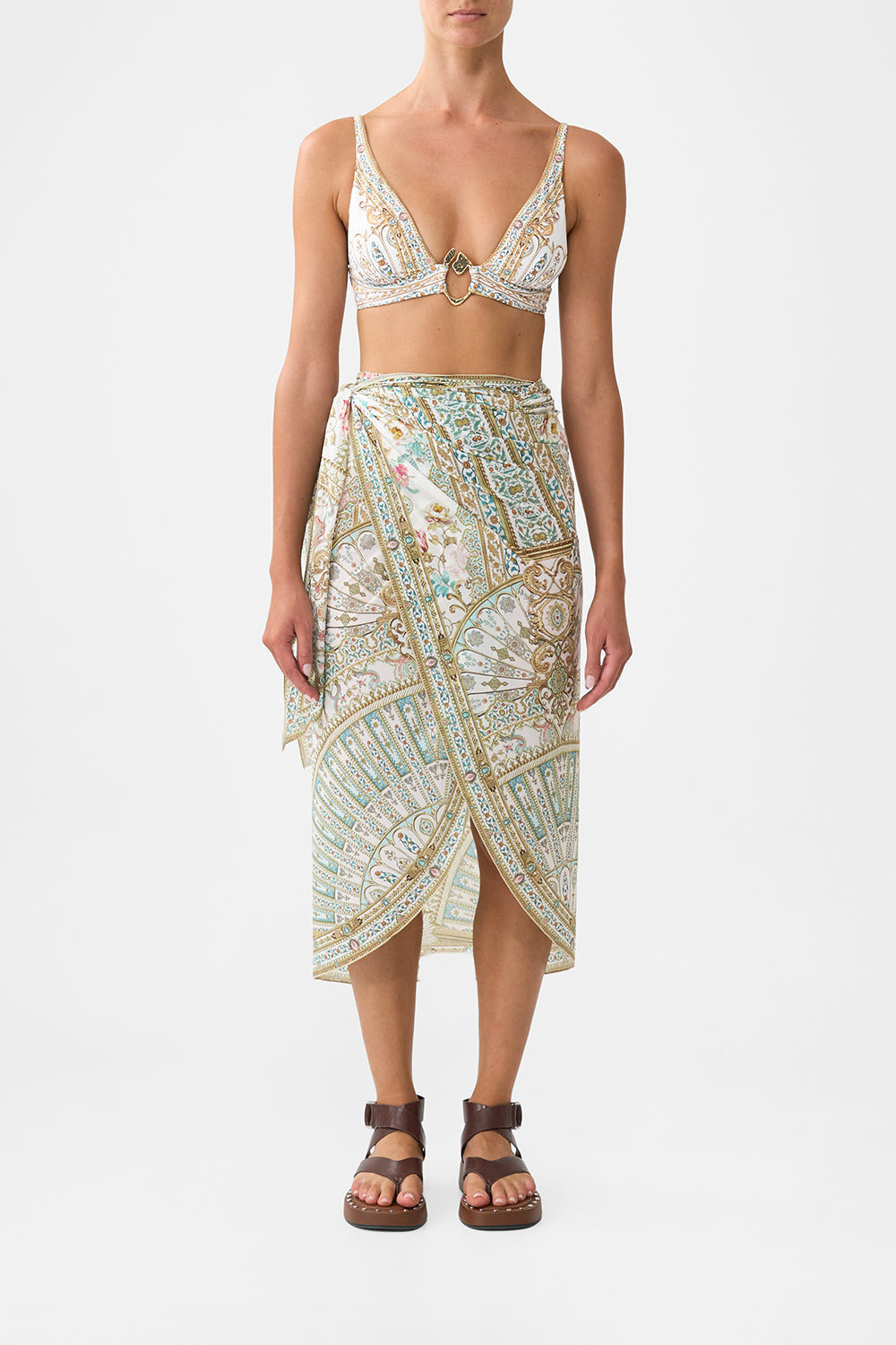EYELET WRAP MAXI SARONG WITH TIE WAIST - 2