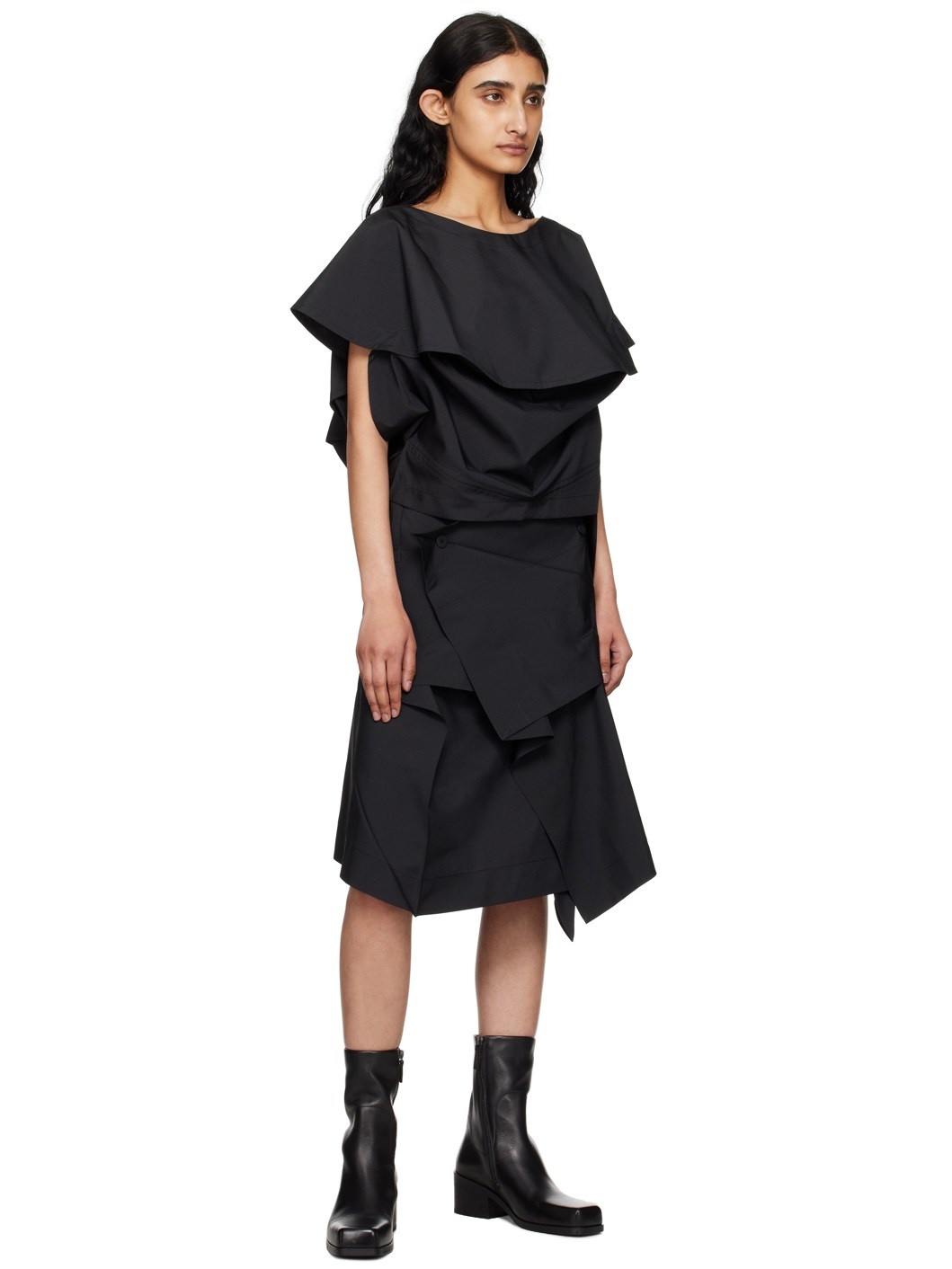 Black Bubble Solid Blouse - 4