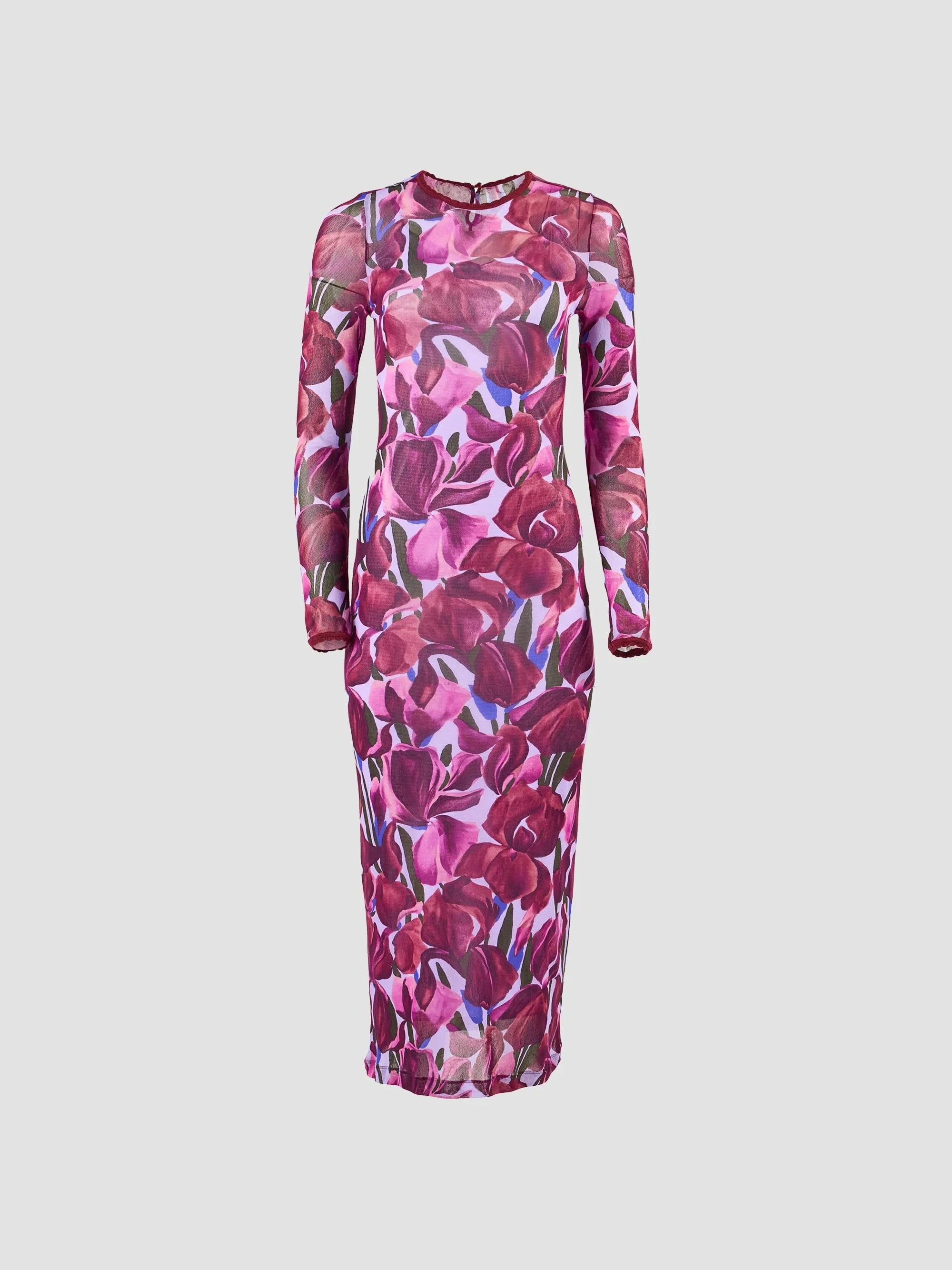 Women's Floral Crewneck Column Midi Dress - Rioja Multi - 1