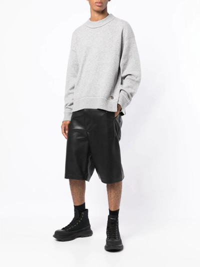 sacai logo-plaque crew-neck jumper outlook