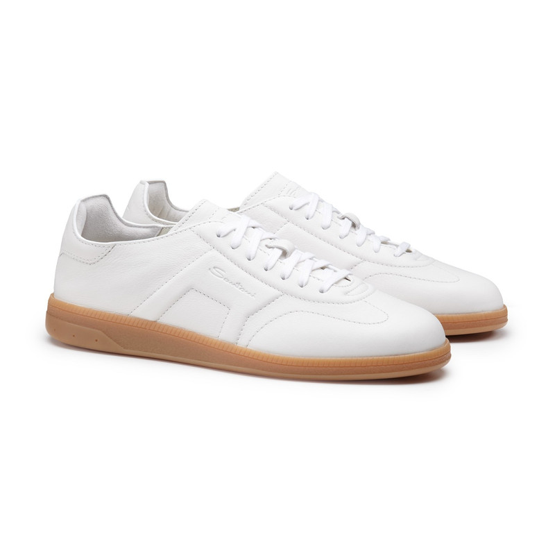 Santoni Men's white leather DBS Oly sneaker outlook