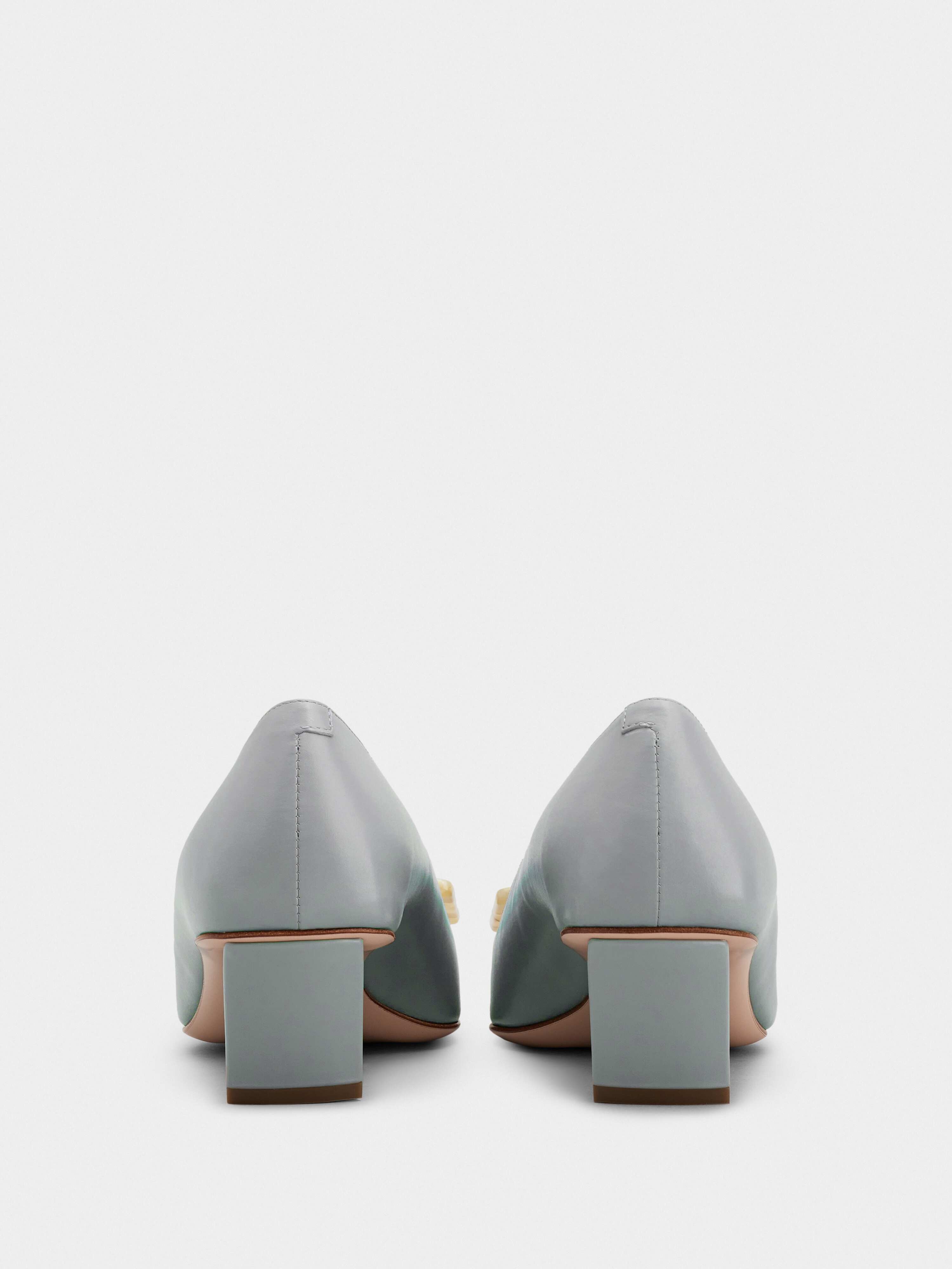 Belle Vivier Motherpearl Buckle Pumps in Leather - 5