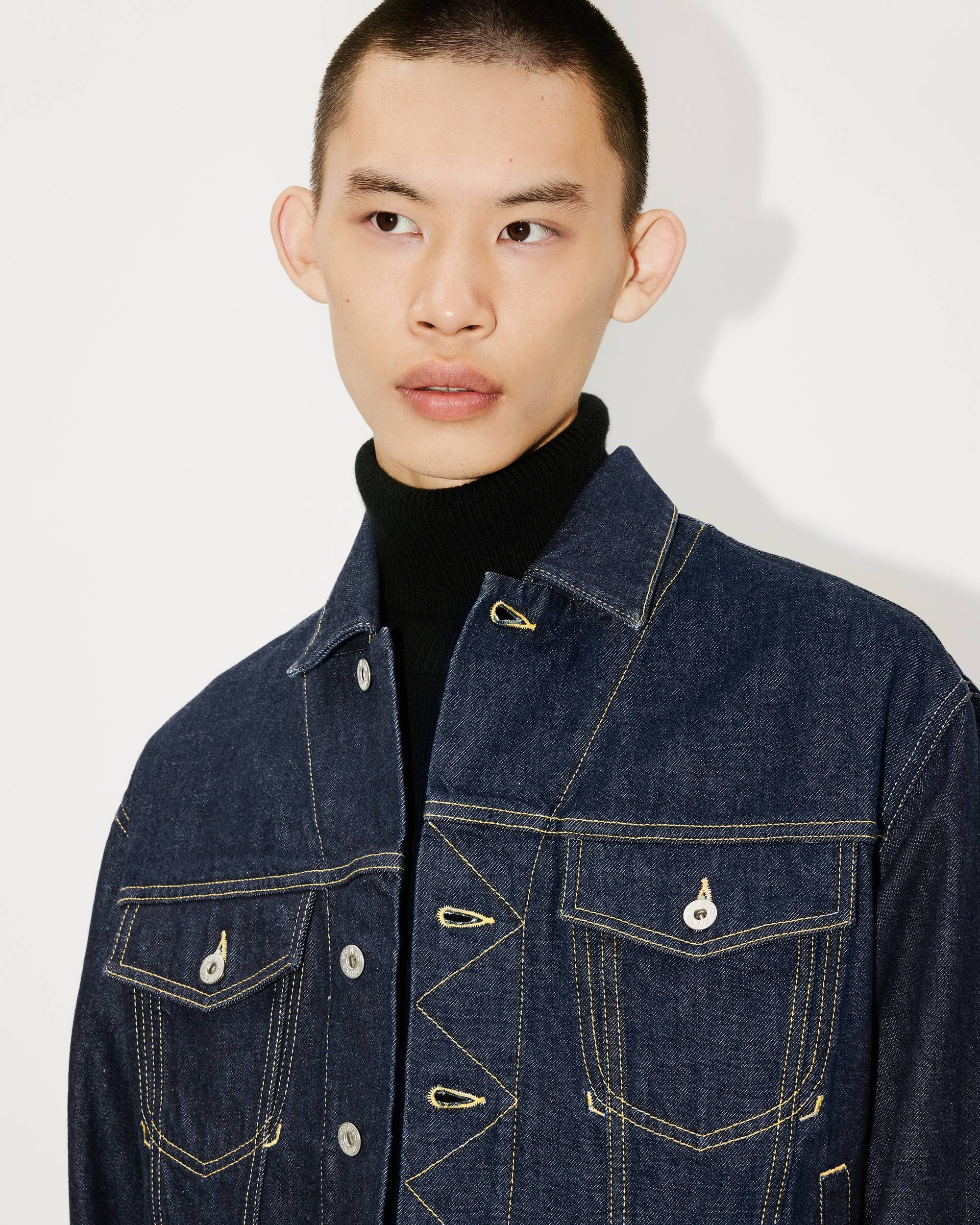 KENZO 'monogram' Denim Workwear Jacket in Blue for Men