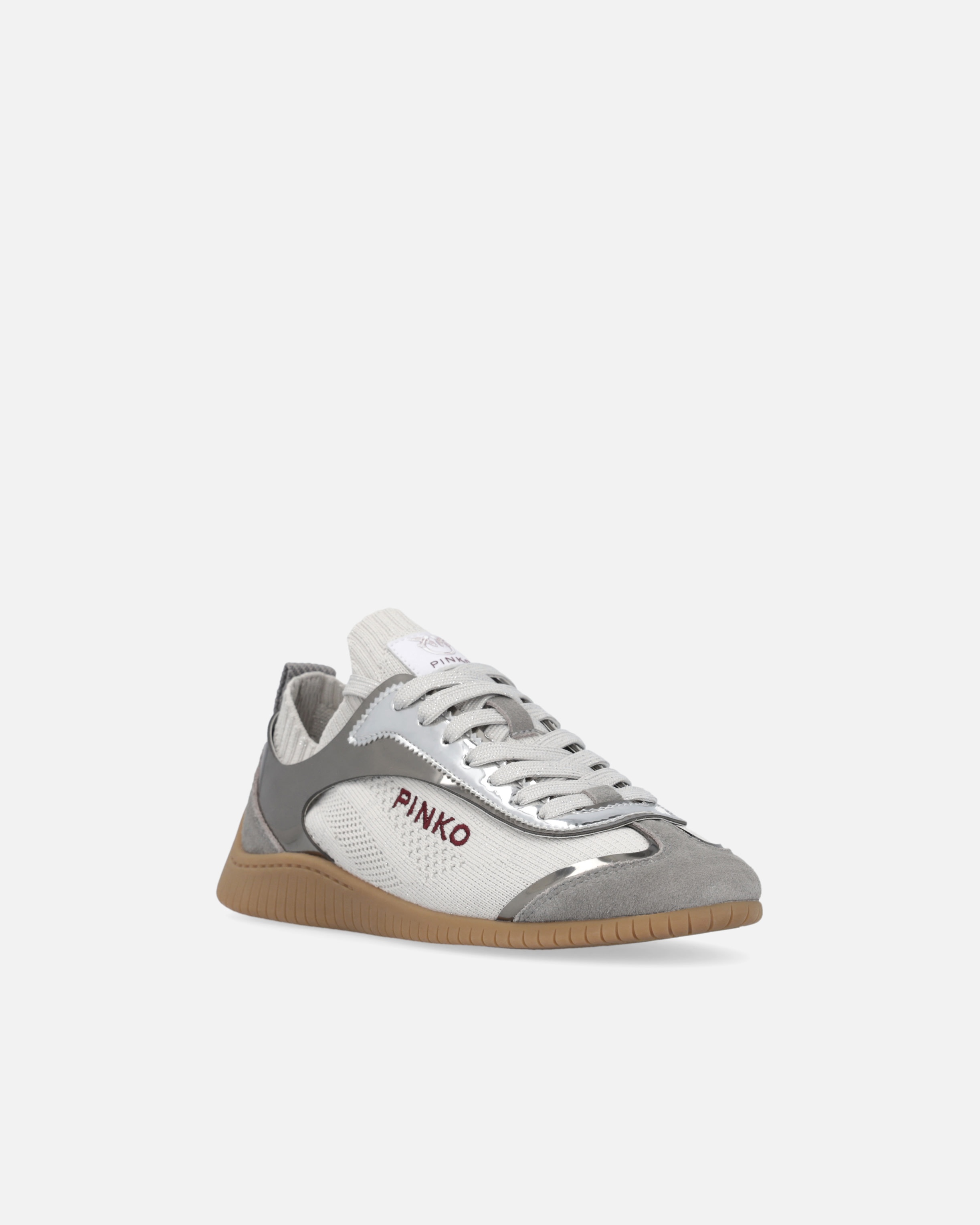 KNIT LOW-TOP SNEAKERS WITH MIRROR-FINISH INSERTS - 2